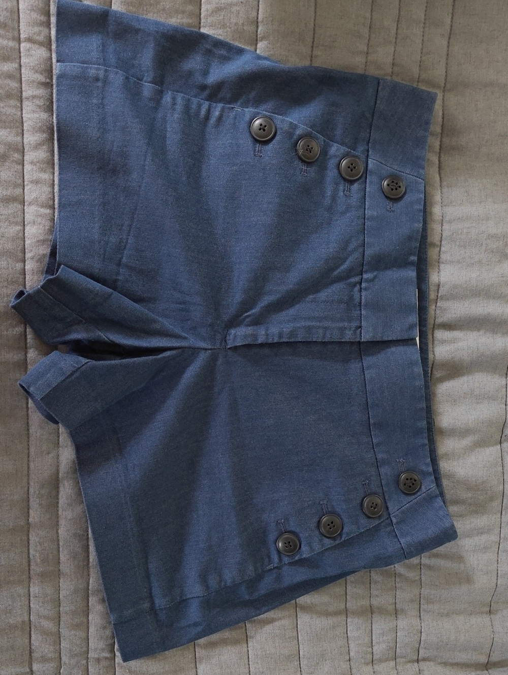 Ann Taylor LOFT Navy High-Waist Button-Accent Shorts